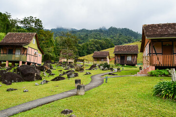 Fototapeta na wymiar German half-timbered houses, Pomerode, Santa Catarina, Brazil