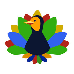 too an with peacock wings and tail feathers