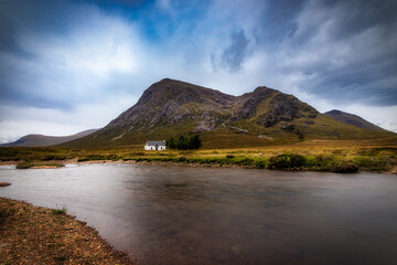 Tranquil view of River Coupall against Buachaille Etive Mor in Scotland © Patrick Drössel/Wirestock