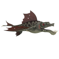 3d-illustration of an isolated fantasy dragon fish