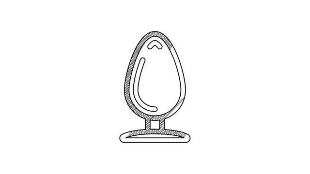 Black line Anal plug icon isolated on white background. Butt plug sign. Fetish accessory. Sex toy for men and woman. 4K Video motion graphic animation