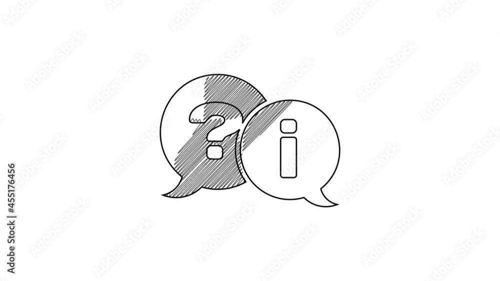Poster black line speech bubbles with question and exclamation icon isolated on white background. faq sign.