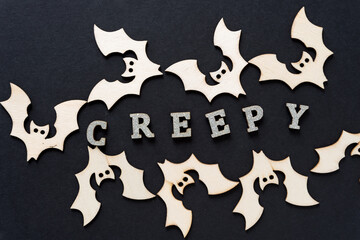 halloween message or sign with the word "creepy"