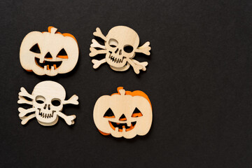 halloween pumpkin and skulls