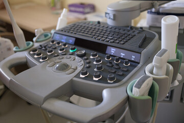 Closeup of modern ultrasound equipment in clinic