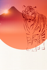 寅　年賀状　富士山　背景