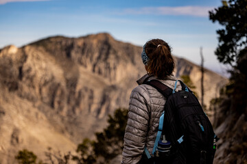 Hiker Looking Across to Hunter Peak in Guadalupe Mountains