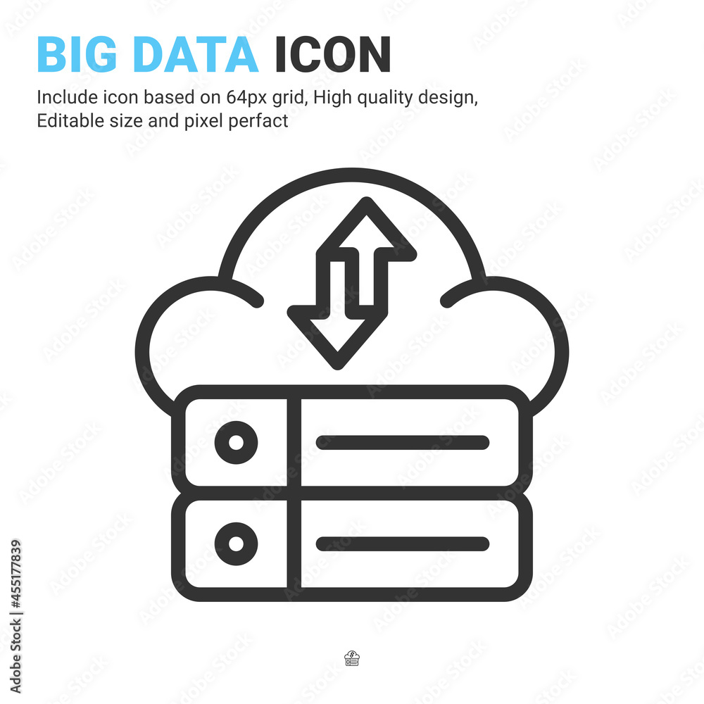 Poster big data icon vector with outline style isolated on white background. vector illustration data serve