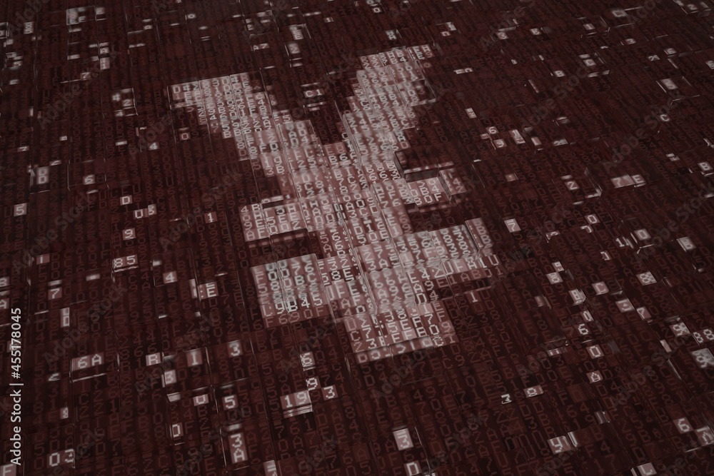 Aufkleber yen currency symbol consisting of digital blocks. blockchain concept, 3d rendering