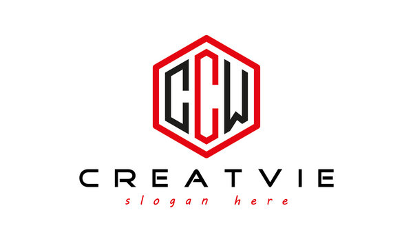 letters logo, letters CCW modern unique minimalist creative polygon logo design, vector template