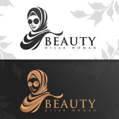 beauty hijab woman logo template