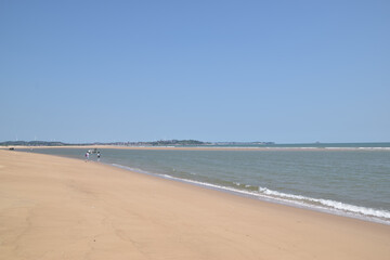 Summer beach, blue sky, sea and beach