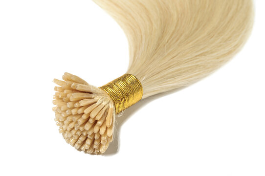 Close up of Pre Bonded Straight Stick Tip (i tip fusion)Creamy Blonde Human Hair Extensions