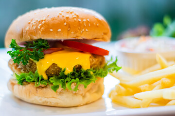 Fish and fried hamburger