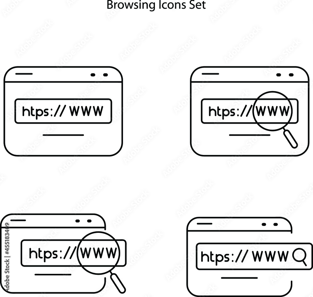 Poster web browser icon set isolated on white background. web browser icon thin line outline linear web bro