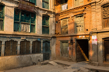 Fototapeta na wymiar ネパール　カトマンズのタメル地区の町並み