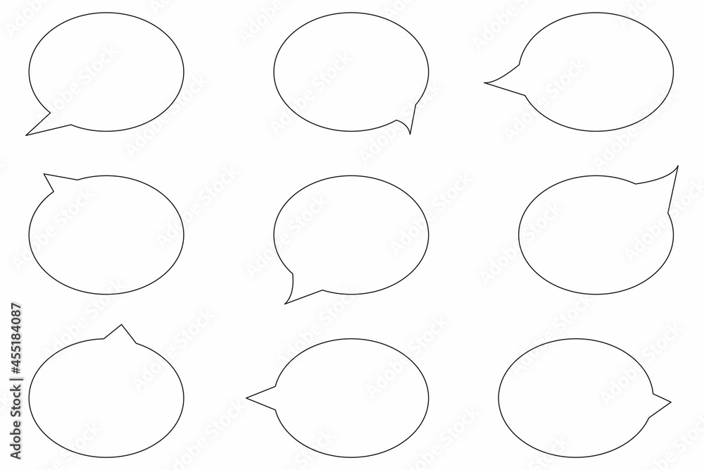 Poster black circle dialog frame icon set. chat symbol. communication concept. ink drawing. vector illustra