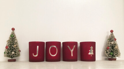 Fototapeta na wymiar Christmas decorations - Joy and Christmas Trees