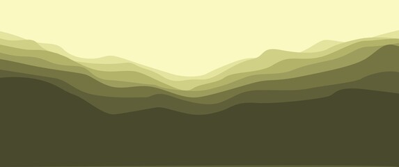 Obraz premium Mountain landscape vector illustration, nature landscape, mountain or hill layers. Good for background, backdrop, wallpaper, adventure banner, nature banner, web banner, minimalist illustration.
