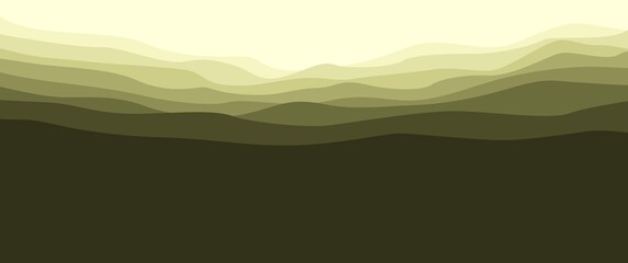 Obraz premium Mountain landscape vector illustration, nature landscape, mountain or hill layers. Good for background, backdrop, wallpaper, adventure banner, nature banner, web banner, minimalist illustration.