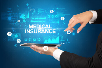 Close-up of a touchscreen with medical inscription