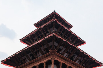 Fototapeta na wymiar ネパール　カトマンズのダルバール広場に建つヒンドゥー教の寺院