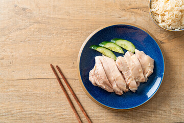 Hainanese chicken rice or rice steamed with chicken soup