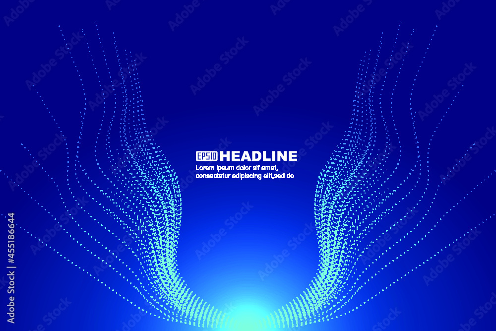 Poster shaped like wings symmetrical particle flow internet technology big data background