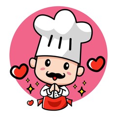Adorable Italian Chef cartoon greeting illustration and mascot.