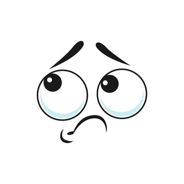 Uncertain smiley gesture isolated confused or puzzled emoticon not knowing answer. Vector oops facial expression, social network emoji, dump face with closed curved mouth. Puzzled linear emoji