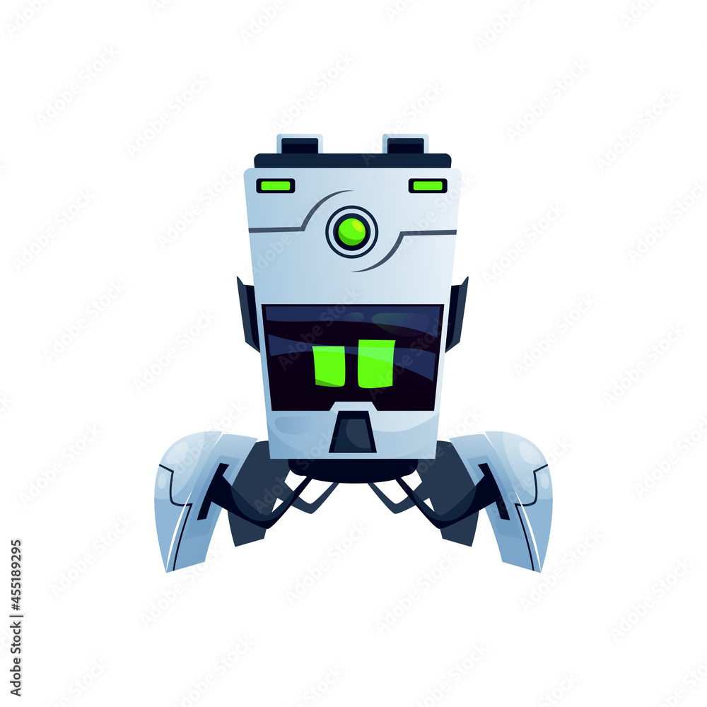 Leinwandbilder futuristic ai robot with big display and folding legs with grabs isolated realistic icon. vector art