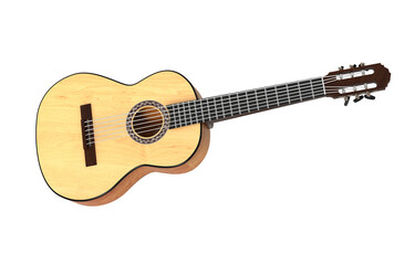Obraz na płótnie Canvas 3d illustration of a classical guitar. 3d rendering of a guitar on a white background