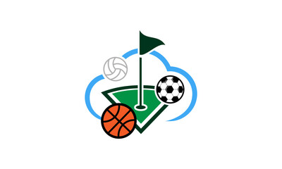 Cloud golf volley basketball soccer field Abstract Logo icon company Design Vector.svg