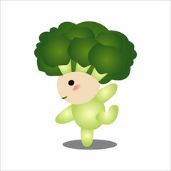 Cute broccoli mascot cartoon vector illustration yoga pose