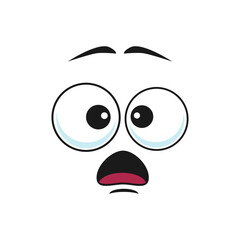 Terrified or frightened emoticon isolated emoji with shocked facial expression. Scared or surprised smiley, afraid or horrified emoji. Worried, unsure or amazed emoticon with open mouth and big eyes