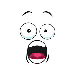 Frightened character, horror face expression isolated emoji. Vector crazy screaming emoticon, shouting smiley with wide open mouth. Loudly screaming emoji face, shocked emoticon in bad mood