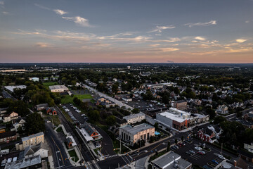 Obraz premium Aerial Drone Sunset in Souderton Pennsylvania 