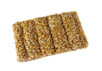 Delicious sweet kozinaki bar isolated on white
