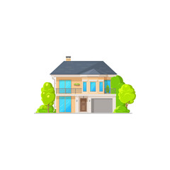Home house, villa bungalow or condominium building vector icon flat isolated. Private house and residential architecture and real estate, modern mansion and family house cottage