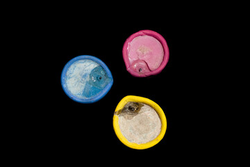 Colorful traditional candles in Bangladesh with black background.
