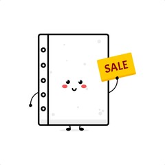 Cute white paper soft character illustration smile happy mascot logo kids play toys template
