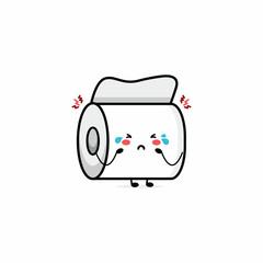 Toilet paper cute character cartoon cry mascot design doodle