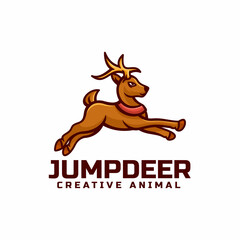 Vector Logo Illustration Deer Simple Mascot Style.