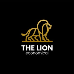 Vector Logo Illustration Lion Line Art Style.