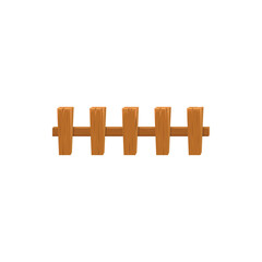Cartoon fence, wooden palisade vector icon, farm fencing or balustrade with pickets. Enclosure railing, banister section with Wood planks. Garden border baluster isolated element