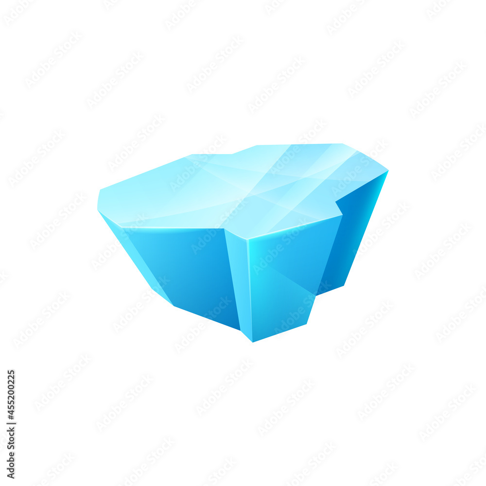 Poster ice crystal, frozen floe vector block. gui or ui game icicle winter design element, snowdrift cap. t