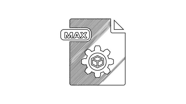 Black line MAX file document. Download max button icon isolated on white background. MAX file symbol. 4K Video motion graphic animation