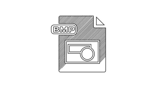 Black line BMP file document. Download bmp button icon isolated on white background. BMP file symbol. 4K Video motion graphic animation