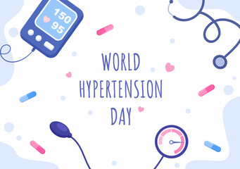 World Hypertension Day Vector illustration Commemorated Every May 17 to Symptoms and Prevention Blood Pressure Health for Background, Poster, Brochure
