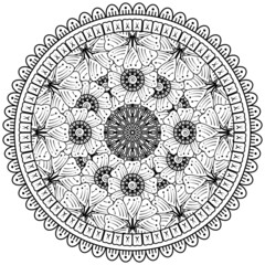 Mehndi flower for henna, mehndi, tattoo, decoration. decorative ornament in ethnic oriental style. doodle ornament. coloring book page.